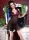 CR 4214 S/M Black Pink Babydoll + String