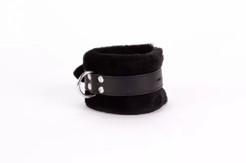 Handcuff Design Made in Calf Softy Leather and Puffed Fur Black