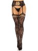 Rose Backseam Stockings with Garter Belt - Black O/S