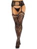 Rose Backseam Stockings with Garter Belt - Black O/S