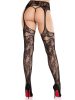 Net Stockings with Attached Garter Belt - Black O/S