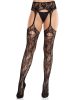 Net Stockings with Attached Garter Belt - Black O/S