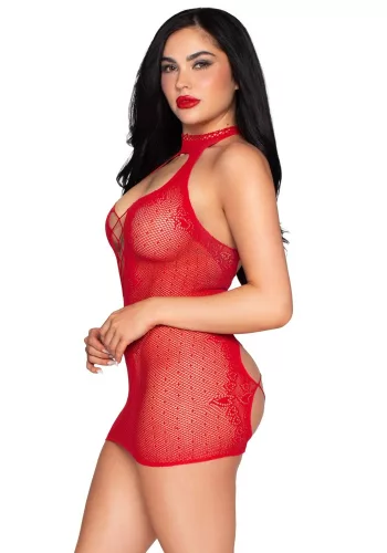 Heart Halter Mini Dress - Red