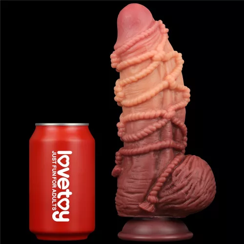 9.5'' Dual layered Platinum Silicone Cock with Rope_B15O50_3