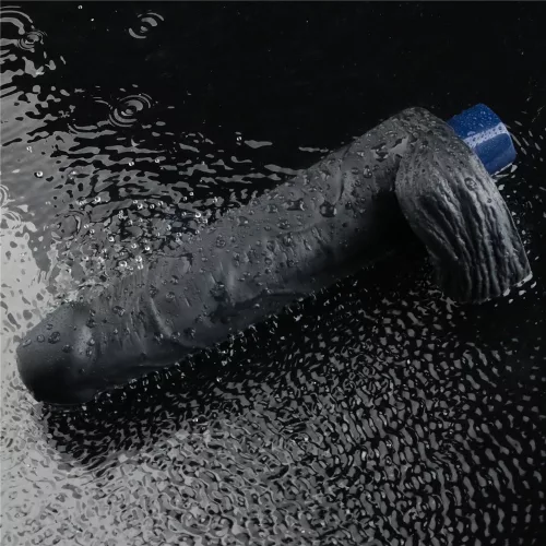 9" REAL SOFTEE Rechargeable Vibrating Dildo(Black)_B15O50_4