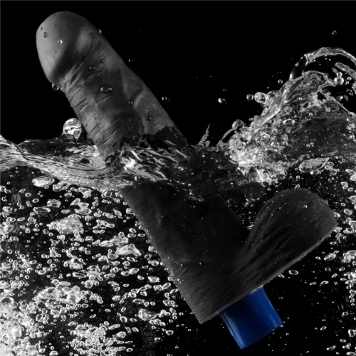 9" REAL SOFTEE Rechargeable Vibrating Dildo(Black)_B15O50_4
