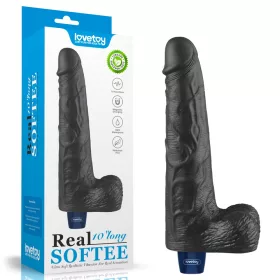   10" REAL SOFTEE Rechargeable Vibrating Dildo(Black)_B15O50_4