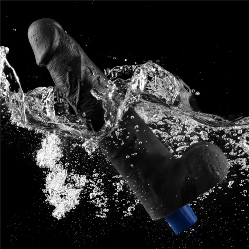 10.5" REAL SOFTEE Rechargeable Vibrating Dildo(Black)_B15O50_4