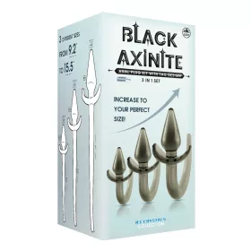 Black Axinite 3 In 1 Anal Plug Kit Set with Tail Design