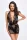 Mythos mini flocked mesh dress with jewelry rhinestone chain - M