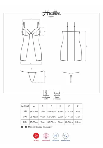 Heartina chemise & thong red  S/M