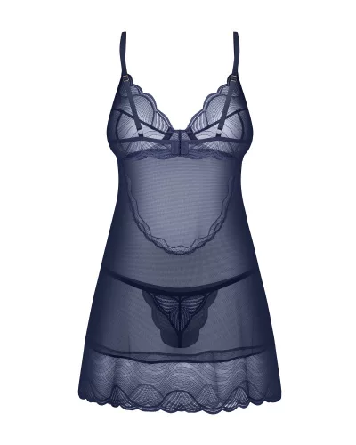 Nightly Blue chemise & thong M/L