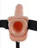 9" Vibrating Hollow Strap-On with Balls  Light/Black