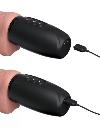 7.5" Thrusting Cock with Balls Brown
