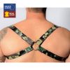 Camouflage bőr hám – stílusos férfi kiegészítő S/M
