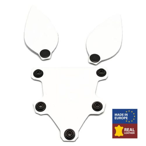 Puppy Set – fehér bőr fül és nyelv kiegészítők