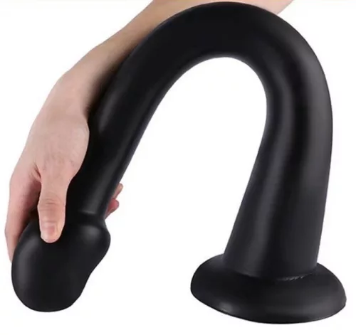 Dildo Whale S – elegáns fekete dildó 38 cm hosszúságban
