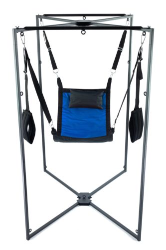 Kit Sling – prémium kék-fekete szövet hinta fekete kerettel