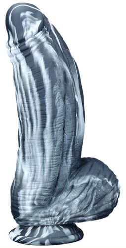 Prémium szilikon vibrátor – 18 cm fekete-fehér dizájn