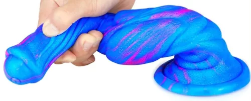 Dildo Dog Long – 26 cm-es prémium dildó kék-rózsaszínben