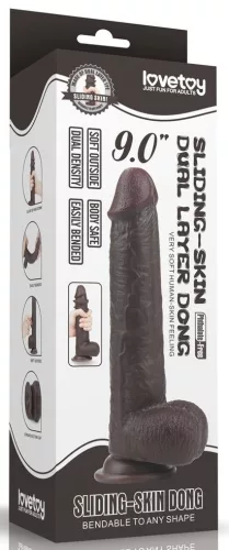 Sliding Skin – érzéki dildó barna színben 17 cm x 4,2 cm