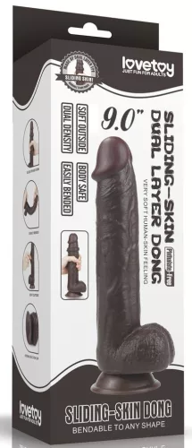 Prémium csúszó bőr dildó – 18 x 4.5 cm barna