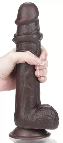 Prémium csúszó bőr dildó – 18 x 4.5 cm barna