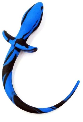 Prémium szilikon kutyafark dugó - fekete-kék 7,5 x 3,1 cm