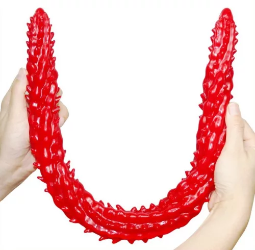 Prémium hosszú vibrátor – 60 cm-es, bordázott, vörös