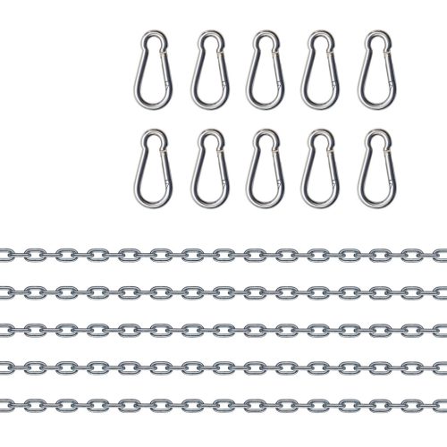 5 db lánc és 10 fém karabiner készlet