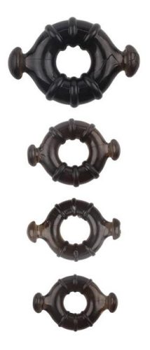 Fekete Rudder – 4 darab prémium péniszgyűrű szett
