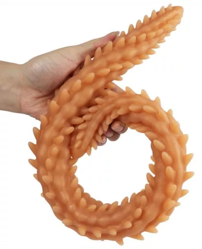 Scolop M – prémium dupla dildo, 50 x 4 cm, narancssárga