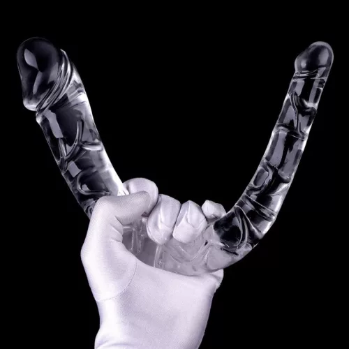 Átlátszó XL dupla dildó – 19 x 5 cm, érzéki élmény