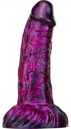 Fantasy Gentax – prémium lila-fekete dildó 16 cm