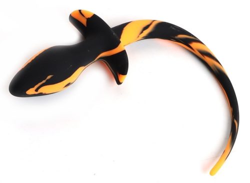 Plug Dog Tail – prémium szexjáték, fekete-narancs színben