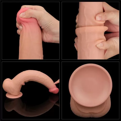Prémium kétszeres rétegű bőr dildo 13,5 cm