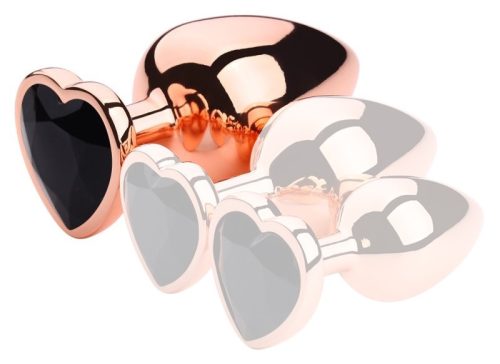 Bijou – prémium arany szív anal plug fekete színben