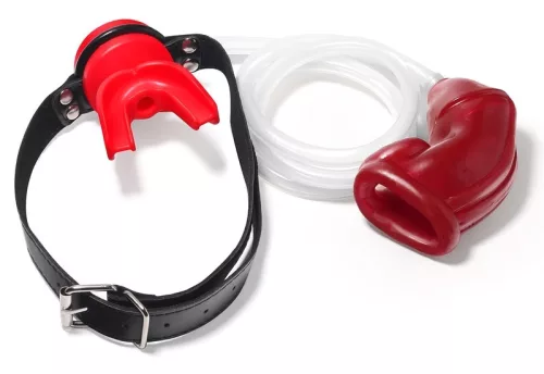 Puhatestű piros urinális maszk – játékos izgalomhoz