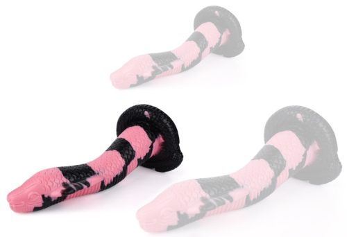 Cobra Snake M – prémium dildó fekete-rózsaszín 22 x 6 cm