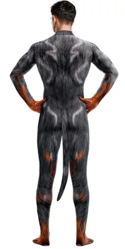 Fekete-Fényes cosplay overál - Sexy Wolf Man stílusban