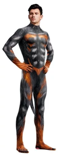 Fekete-Fényes cosplay overál - Sexy Wolf Man stílusban