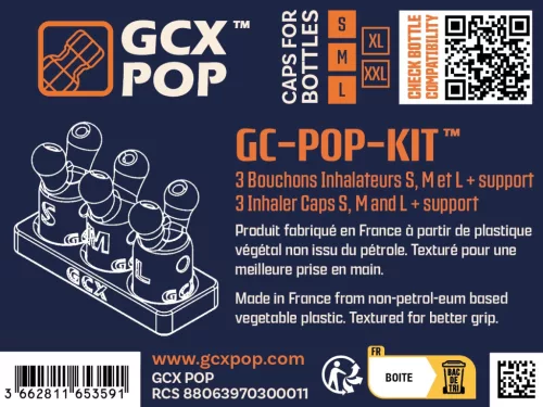 GC-POP™ – 3 db S/M/L inhaláló dugó + tartó