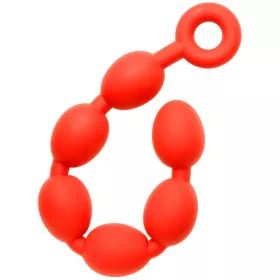 Anal balls - rugalmas tojások M - 45 x 5 cm - piros