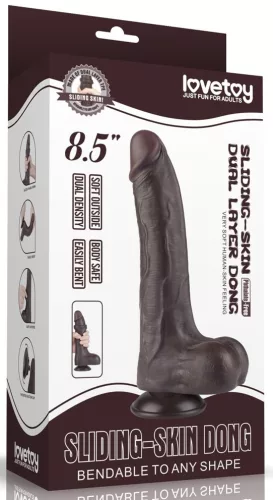 Csúszó bőr dildó – 16 x 4,2 cm, prémium fekete kivitel