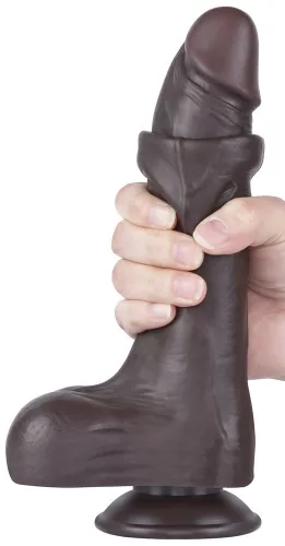 Csúszó bőr dildó – 16 x 4,2 cm, prémium fekete kivitel