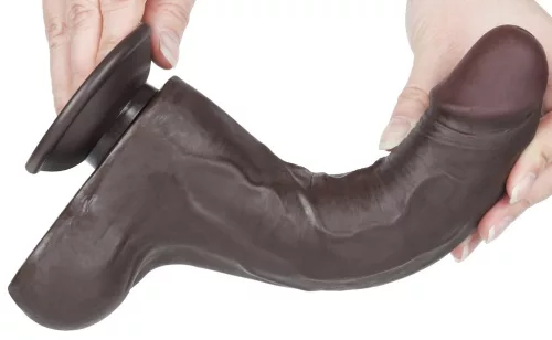 Csúszó bőr dildó – 16 x 4,2 cm, prémium fekete kivitel