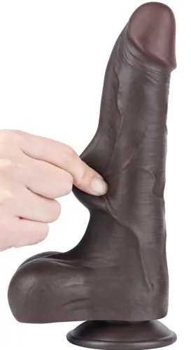 Csúszó bőr dildó – 16 x 4,2 cm, prémium fekete kivitel