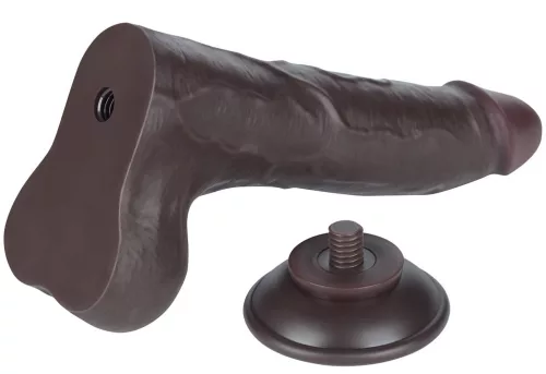 Csúszó bőr dildó – 16 x 4,2 cm, prémium fekete kivitel