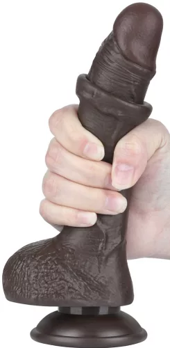 Prémium bőr érzésű dildó – 14 x 3,5 cm, fekete