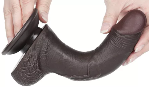 Prémium bőr érzésű dildó – 14 x 3,5 cm, fekete